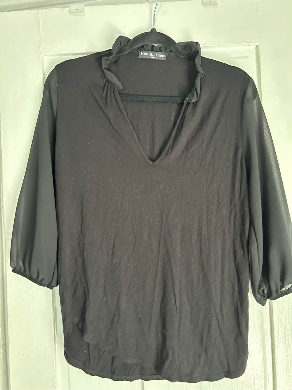 Kim & Cami Black Sheer Top